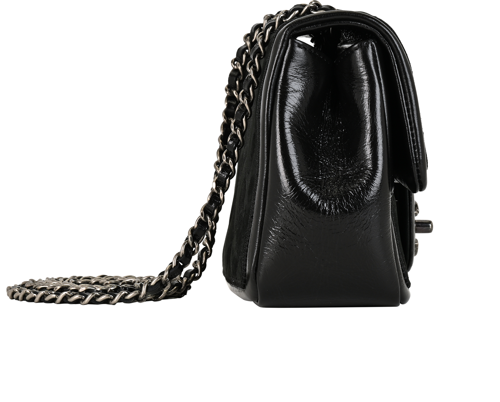 Mini Square Flap, &pound;2,800, Handbags, Black, Leather, Side view